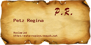 Petz Regina névjegykártya